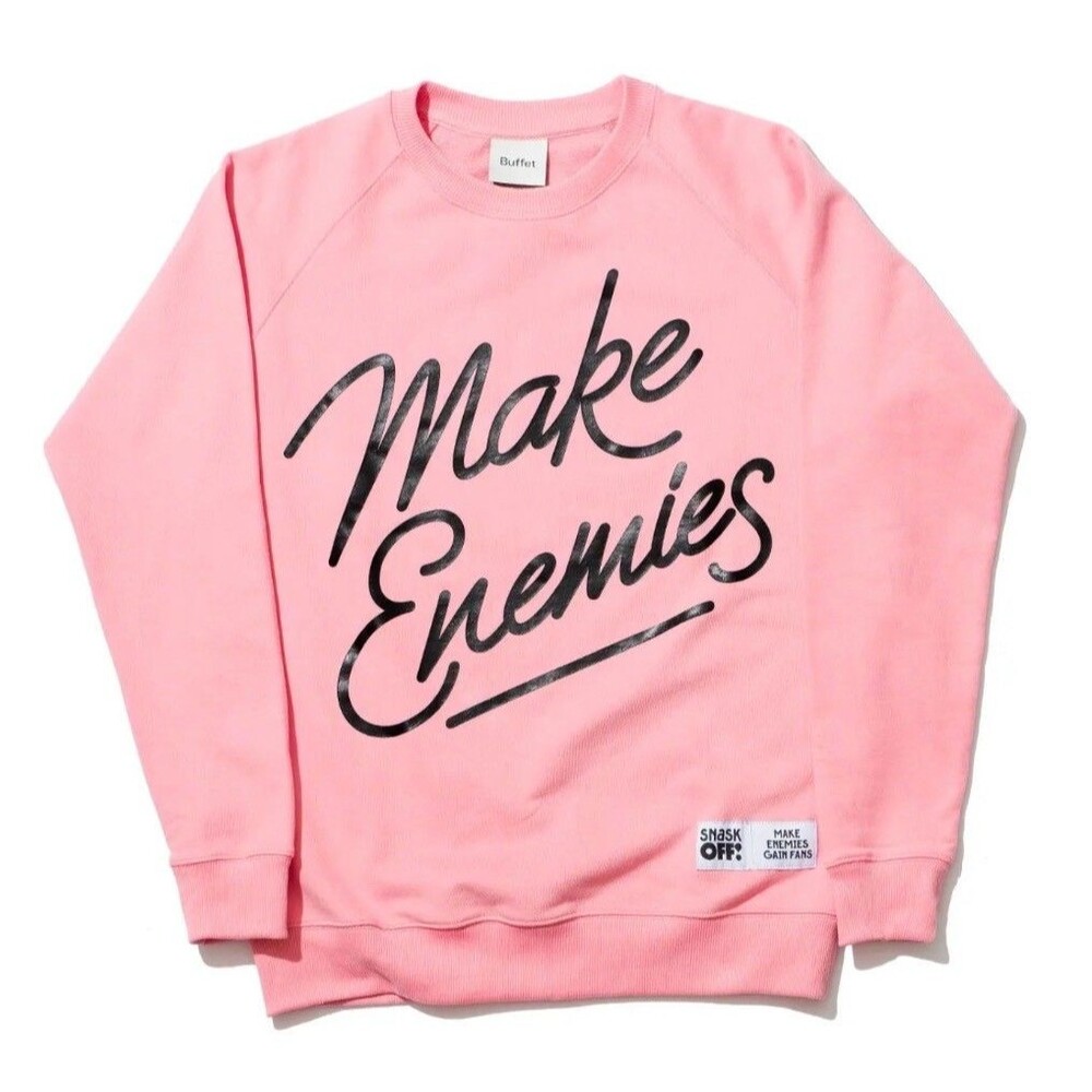 Make Enemies Pink Graphic Sweatshirt Women's Medium Streetwear Cute Casual